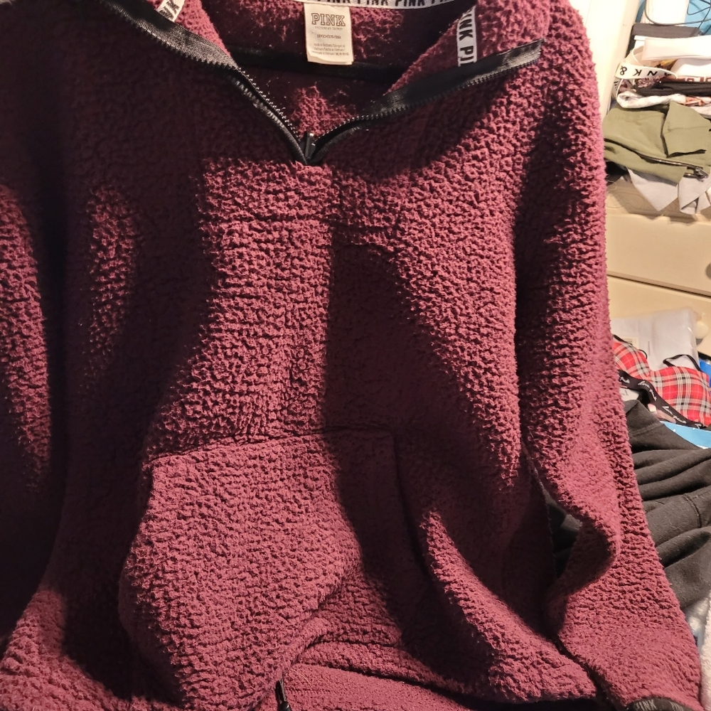 Pink sherpa zip